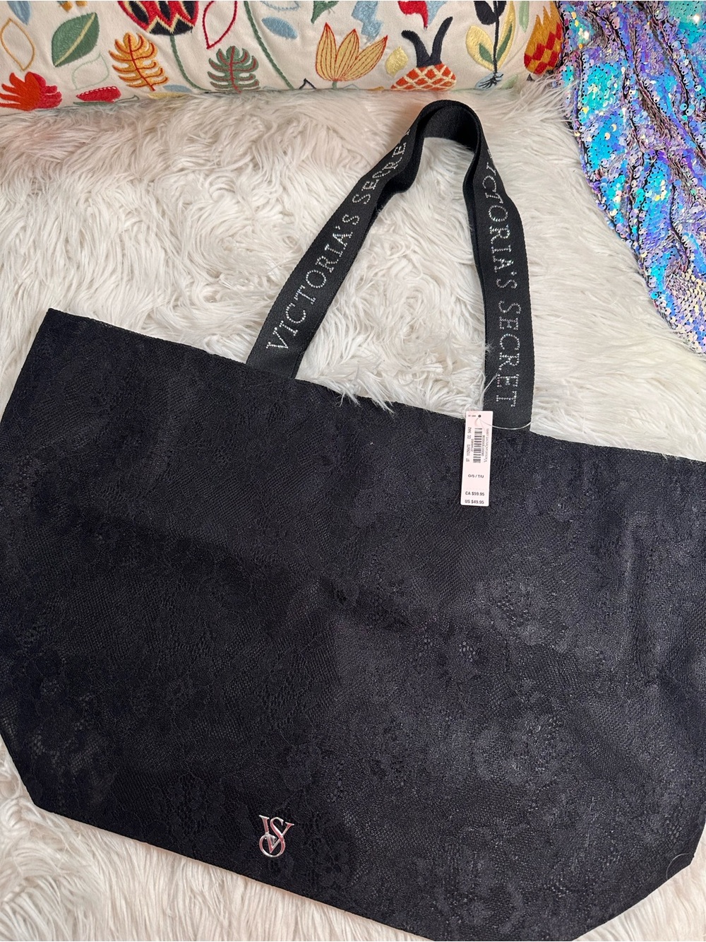 VS • Lace and Rhinestone Snap Closure Tote - Picture 13 of 17
